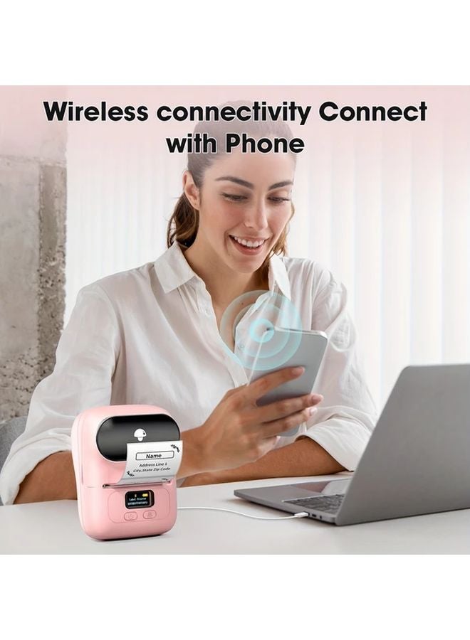 Pink Label Maker Printer With 3 Roll Labels And Case For Home Business - Image 3