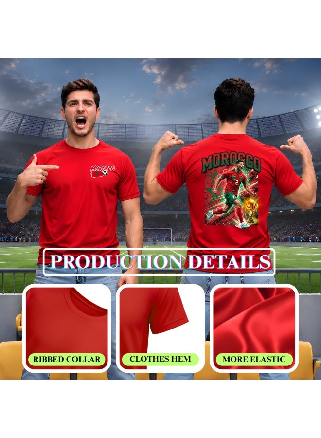 PRINTSHOP4ME Morocco Soccer Sports Combo Set | Pack of 5 | Dry-Fit T-Shirt, Cap, Scarf, Flag and Silicone Wristband | Adult Unisex Football Match Wear - Image 3
