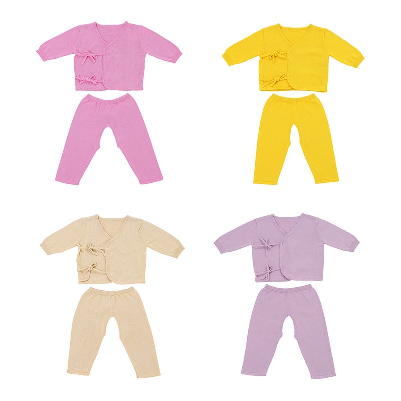 Baby Sweater Suit 2pcs Unisex 100% Cotton Baby Outfits Clothes Long Sleeve Long Pants Spring Summer Autumn Winter For Newborn Infant Baby Girl Boy Pink 0-6M - Image 2