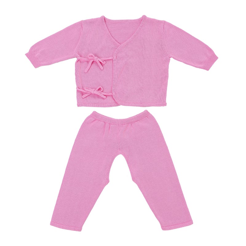 Baby Sweater Suit 2pcs Unisex 100% Cotton Baby Outfits Clothes Long Sleeve Long Pants Spring Summer Autumn Winter For Newborn Infant Baby Girl Boy Pink 0-6M - Image 4