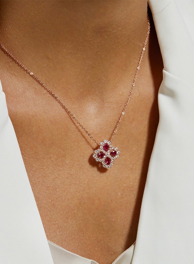 جيوان حجر الراين الزمرد قلادة 925 الفضة مطلي الذهب الأبيض البرسيم قلادة - Image 4