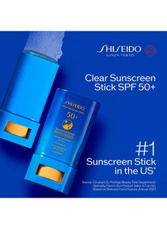 Shiseido Shiseido Clear Sunscreen Stick SPF 50+ - Invisible Broad-Spectrum Face Sunscreen - Wear Under & Over Makeup - Lightweight Formula - All Skin Types  - Image 2