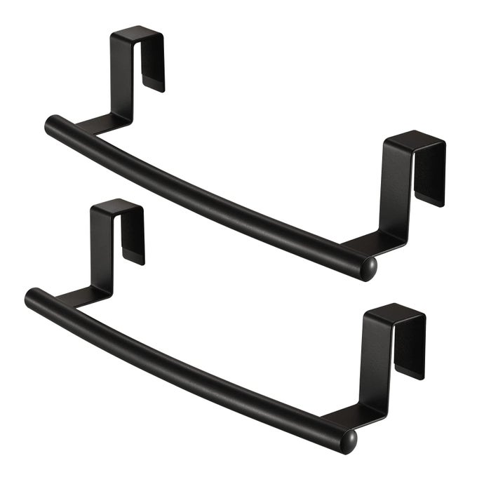 OVER THE DOOR TOWEL RACK OVER CABINET TOWEL BAR KITCHEN BATHROOM TOWEL HOLDER STORAGE DISH TOWEL HOLDER OVER CABINET CUPBOARD DOOR TOWEL BAR MATTE BLACK 2 PACK KTH500S26BKP2