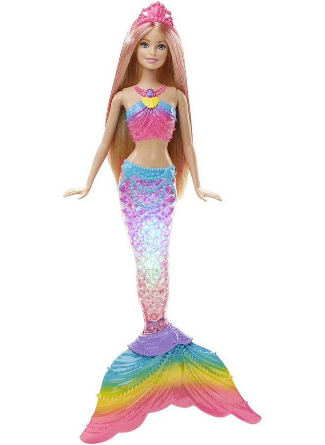 Barbie Barbie Mermaid Doll With Light Up Rainbow Tail Barbie Dreamtopia Mermaid Toys Colorful Look With Tiara  - Image 1