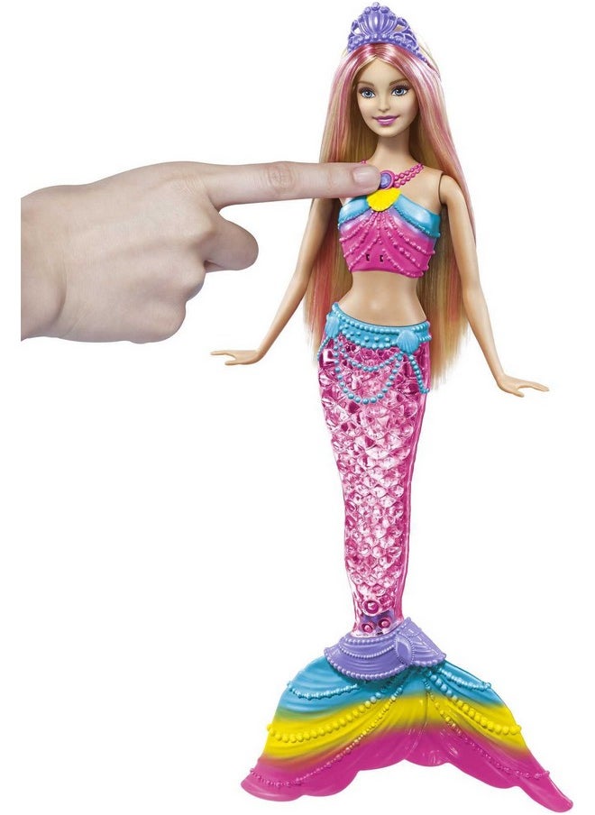 Barbie Barbie Mermaid Doll With Light Up Rainbow Tail Barbie Dreamtopia Mermaid Toys Colorful Look With Tiara  - Image 4
