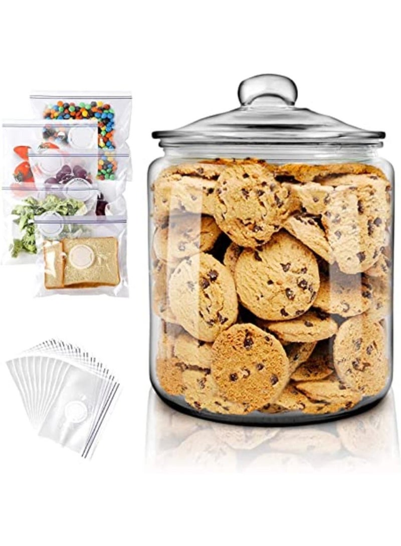 QUESERA Glass Storage Jars with Lids Wide Mouth Food Canisters Set of 1  Airtight Clear Cookie Jar for Candy Biscuit Cereal Flour Coffee Nuts - Image 2