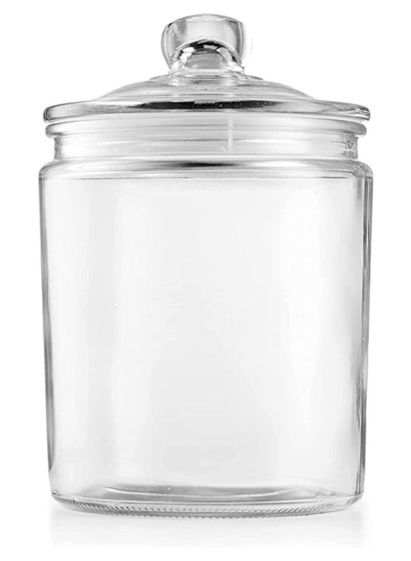 QUESERA Glass Storage Jars with Lids Wide Mouth Food Canisters Set of 1  Airtight Clear Cookie Jar for Candy Biscuit Cereal Flour Coffee Nuts - Image 3