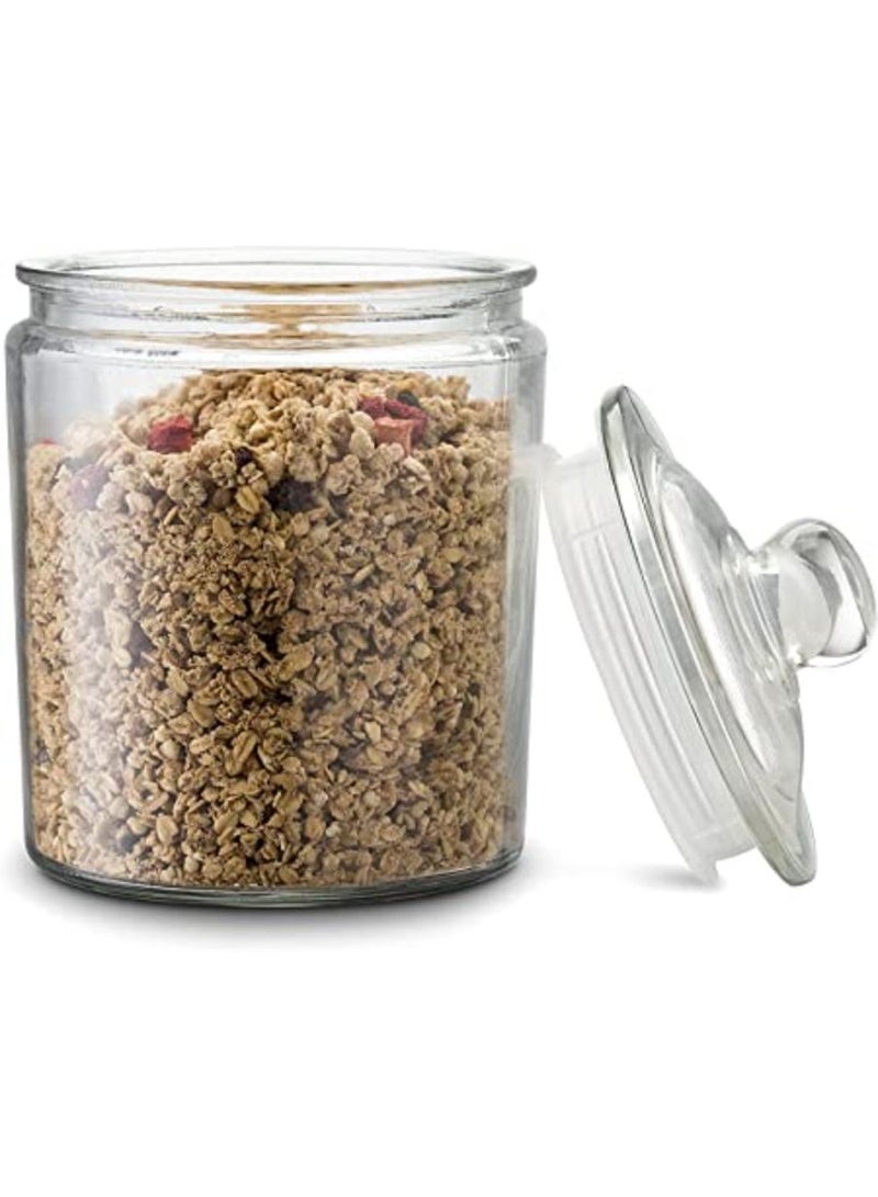 QUESERA Glass Storage Jars with Lids Wide Mouth Food Canisters Set of 1  Airtight Clear Cookie Jar for Candy Biscuit Cereal Flour Coffee Nuts - Image 1