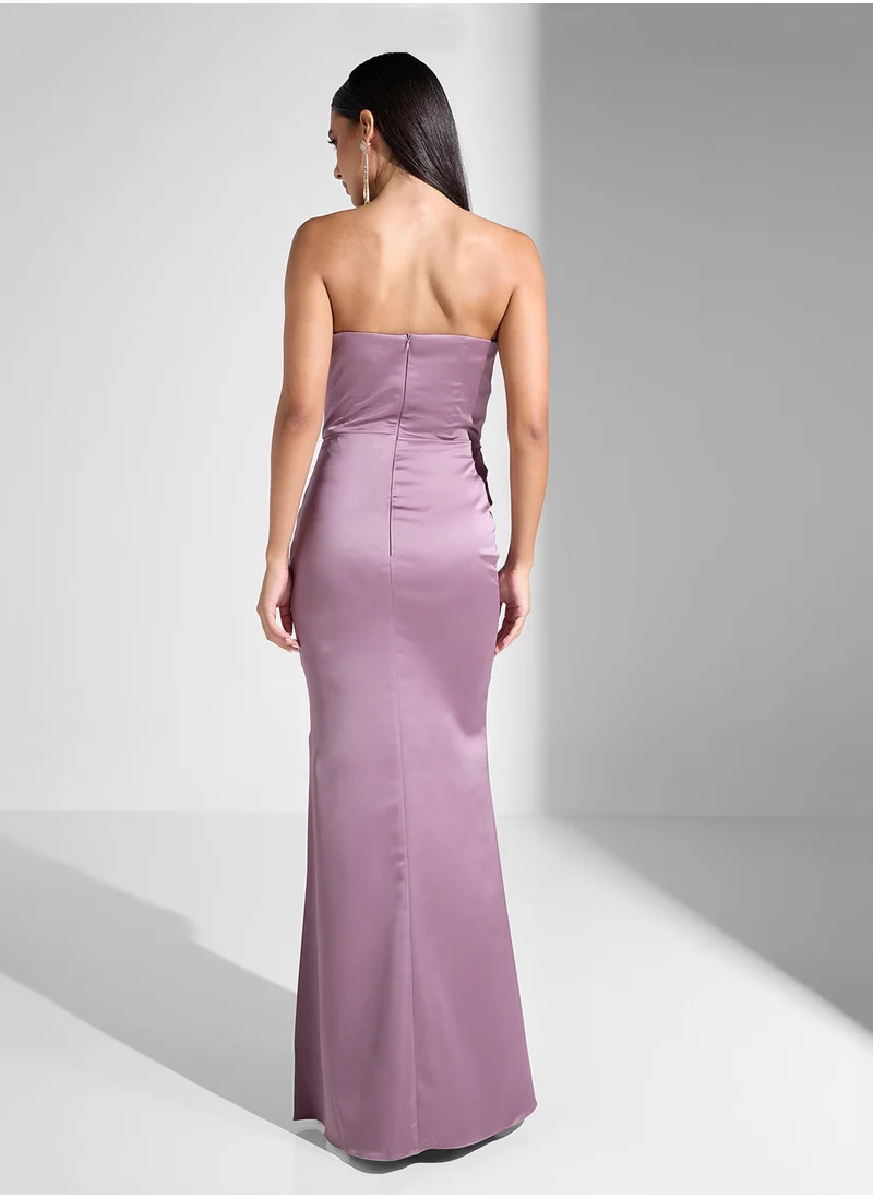 Akadia Fashion laced strapless satin dress