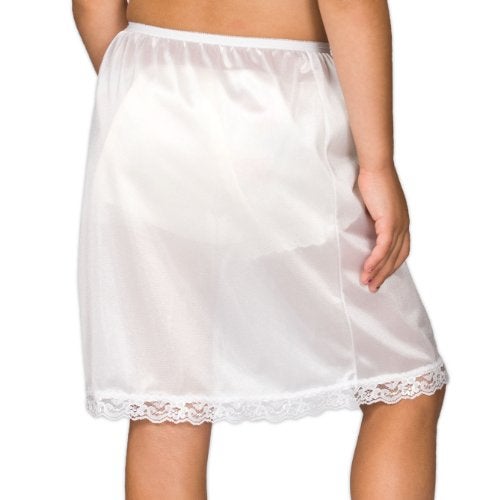 IC Collections I.C. Collections Big Girls White Nylon Half Slip Silk Underskirt for Dresses, White Slip Dress Under Girl Hoop Skirt-Crinoline, Petticoat for Girls, 14 - Image 2