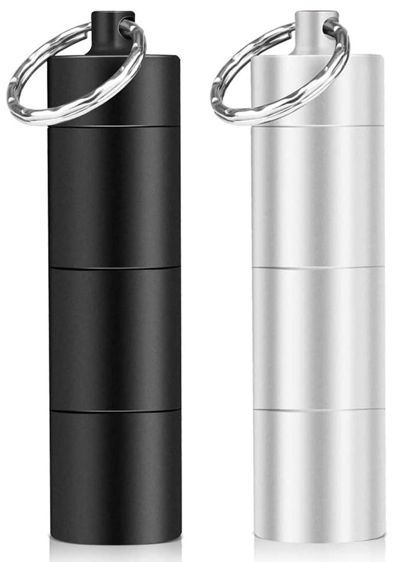 SOLARAE Portable Pill Cases Metal Pocket Boxes Keychain For Travel 3 Compartment Waterproof Daily Container Holder Medication Supplements Vitamins Cod Liver Oil - Image 1