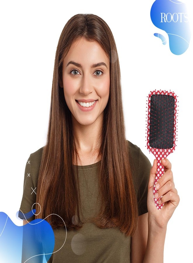 روتس فرشاة شعر ROOTS Zero Tangle Paddle | تصميم بنقشة منقطة | فك تشابك الشعر الحساس/الرطب/الجاف دون إتلافه | لجميع أنواع الشعر | للرجال والنساء | الطول: 8.5 بوصة، رقم الموديل: RZTM-RP - Image 5