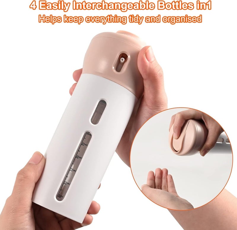 FEBLICH FEBLICH 4 in 1 Travel Dispenser Bottle Leak Proof Container Shampoo and Conditioner Dispenser Refillable Travel Bottle for Toiletries Lotions Sunscreen Cream for Travelling  - Image 3