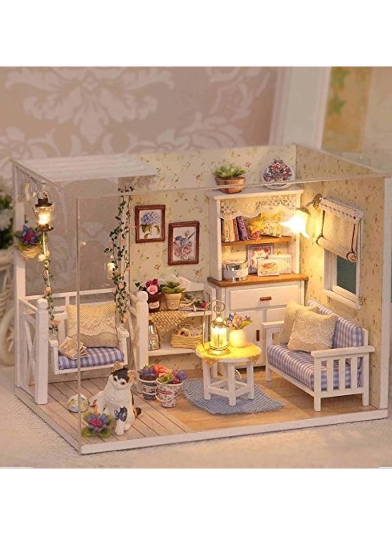 general Tiny House Kit with Furniture, DIY Tiny Dollhouse Craft Kit for Kids, Teens and Adults, Wooden Dollhouse Building Kit with LED, DIY Gift Toy House, Birthday Gift - Image 1