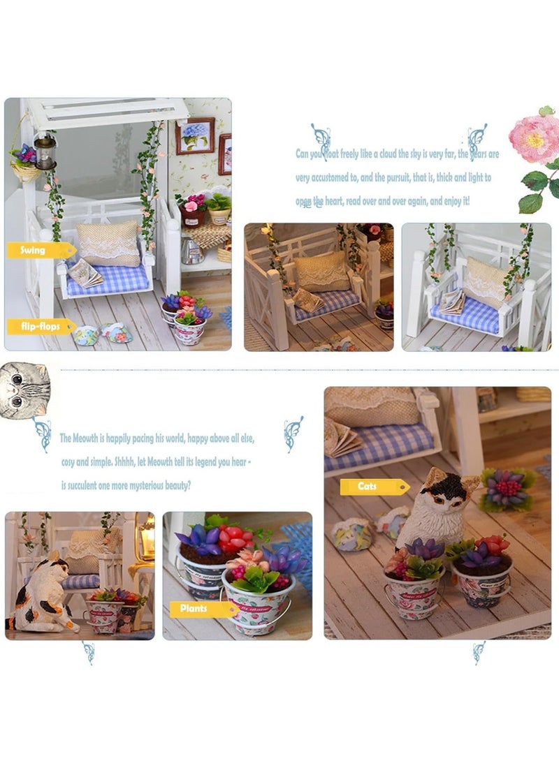 general Tiny House Kit with Furniture, DIY Tiny Dollhouse Craft Kit for Kids, Teens and Adults, Wooden Dollhouse Building Kit with LED, DIY Gift Toy House, Birthday Gift - Image 3