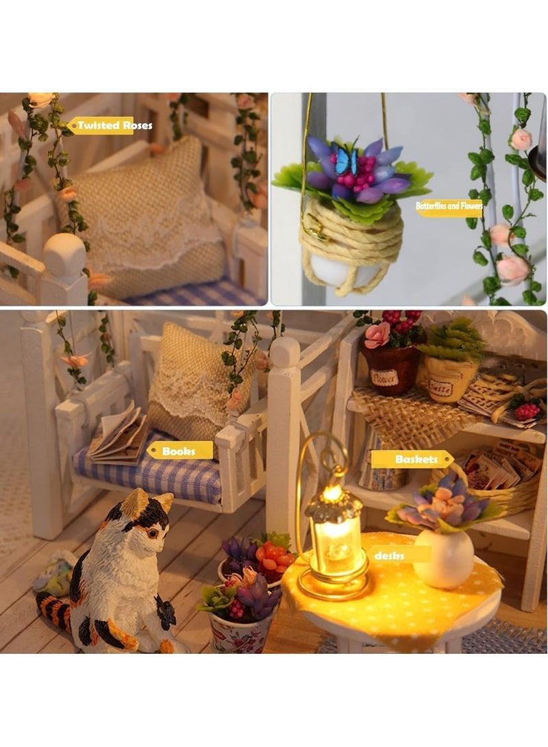 general Tiny House Kit with Furniture, DIY Tiny Dollhouse Craft Kit for Kids, Teens and Adults, Wooden Dollhouse Building Kit with LED, DIY Gift Toy House, Birthday Gift - Image 4