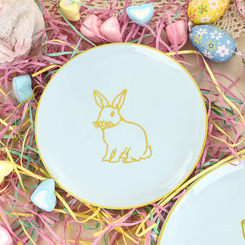 KIRE 60 Pieces Easter plates with Gold Bunny-Mint Green Plastic Plates include 30Pieces 10.25inch Dinner Bunny and 30Pieces 7.5inch Green Dessert/Salad Plates for Easter Day - Image 3