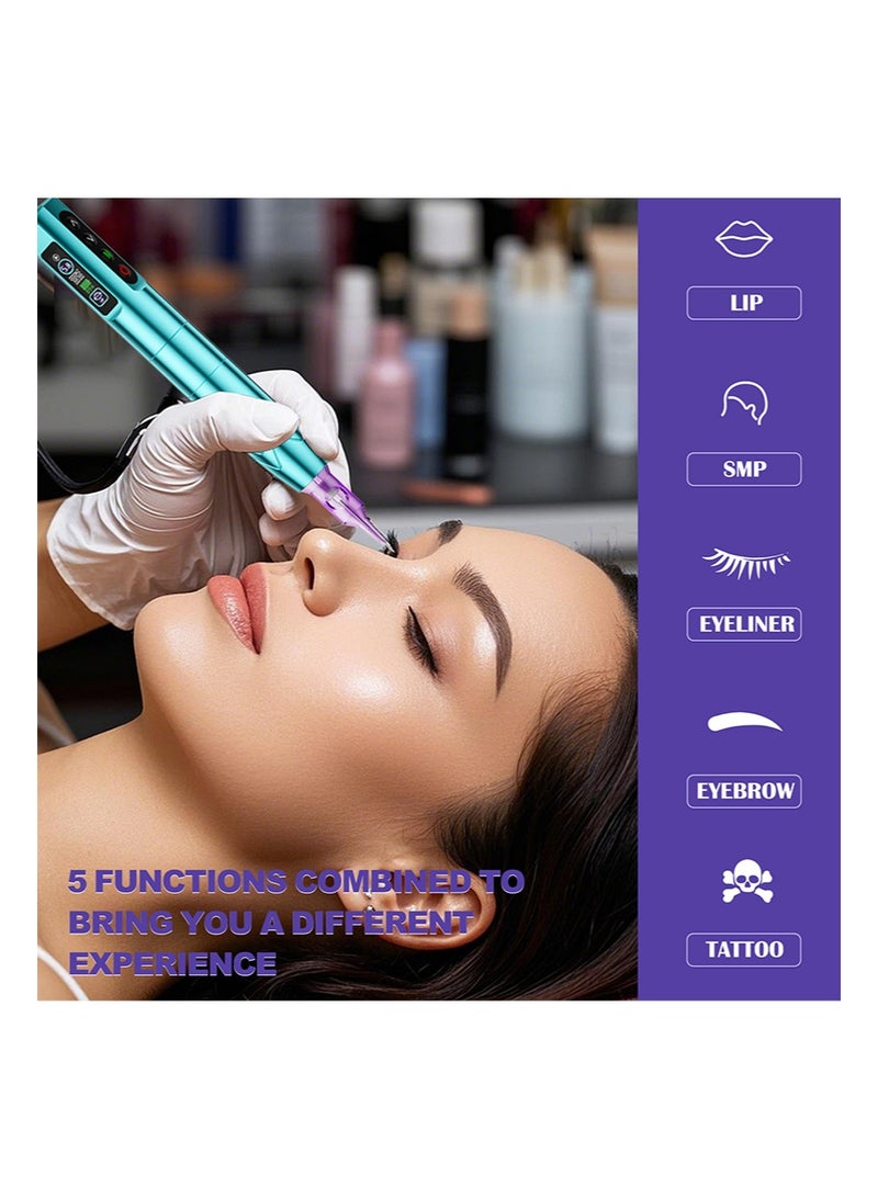 HaLunhi Wireless Tattoo Pen，Wireless Eyebrow Tattoo Set, Includes 2 x 500mAh Batteries, Eyeliner and other Cosmetic Microblading Supplies for Eyebrows, Eyeliner, Lips and Small Tattoos (Blue) - Image 5