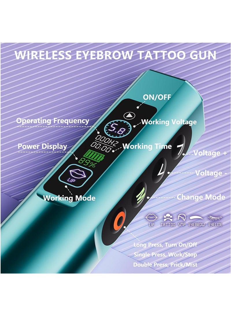 HaLunhi Wireless Tattoo Pen，Wireless Eyebrow Tattoo Set, Includes 2 x 500mAh Batteries, Eyeliner and other Cosmetic Microblading Supplies for Eyebrows, Eyeliner, Lips and Small Tattoos (Blue) - Image 4