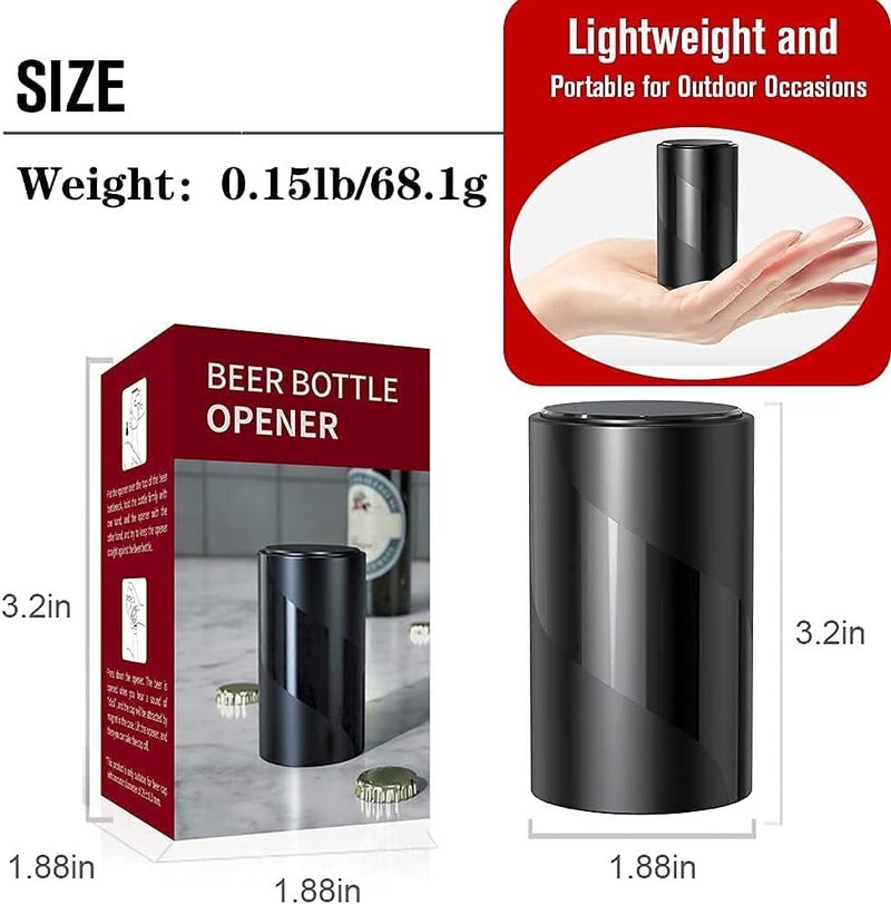 Iktu 2 Pack Push Down-Pop Off Beer Bottle Opener with Magnetic Cap Catcher No Damage to Caps,Automatic Decapitator Beer/Soda Magnet Bottle Top Openers,One-Hand Easy/Funny Open,Cool Bartender Tools (Black) - Image 5