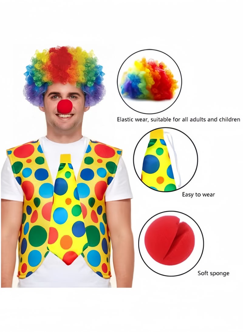 جيجيرو مجموعة إكسسوارات زي المهرج تتضمن أنف المهرج وشعر المهرج وربطة عنق المهرج وسترة للبالغين من الرجال والنساء وإكسسوارات المهرج وحفلات المهرجانات ولوازم الحفلات - Image 3