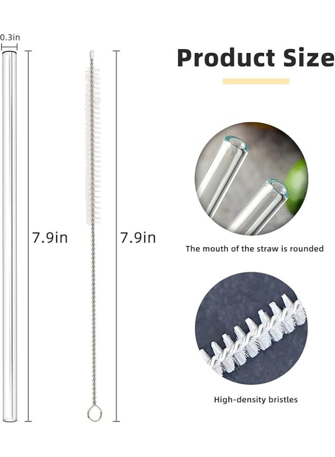 بروماس مجموعة ماصات زجاجية قابلة لإعادة الاستخدام، عبوة من 9 ماصات زجاجية شفافة مستقيمة مقاس 7.9 بوصة وعبوة واحدة من الفرش - Image 2