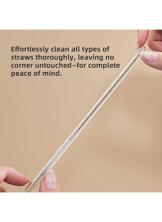 بروماس مجموعة ماصات زجاجية قابلة لإعادة الاستخدام، عبوة من 9 ماصات زجاجية شفافة مستقيمة مقاس 7.9 بوصة وعبوة واحدة من الفرش - Image 3