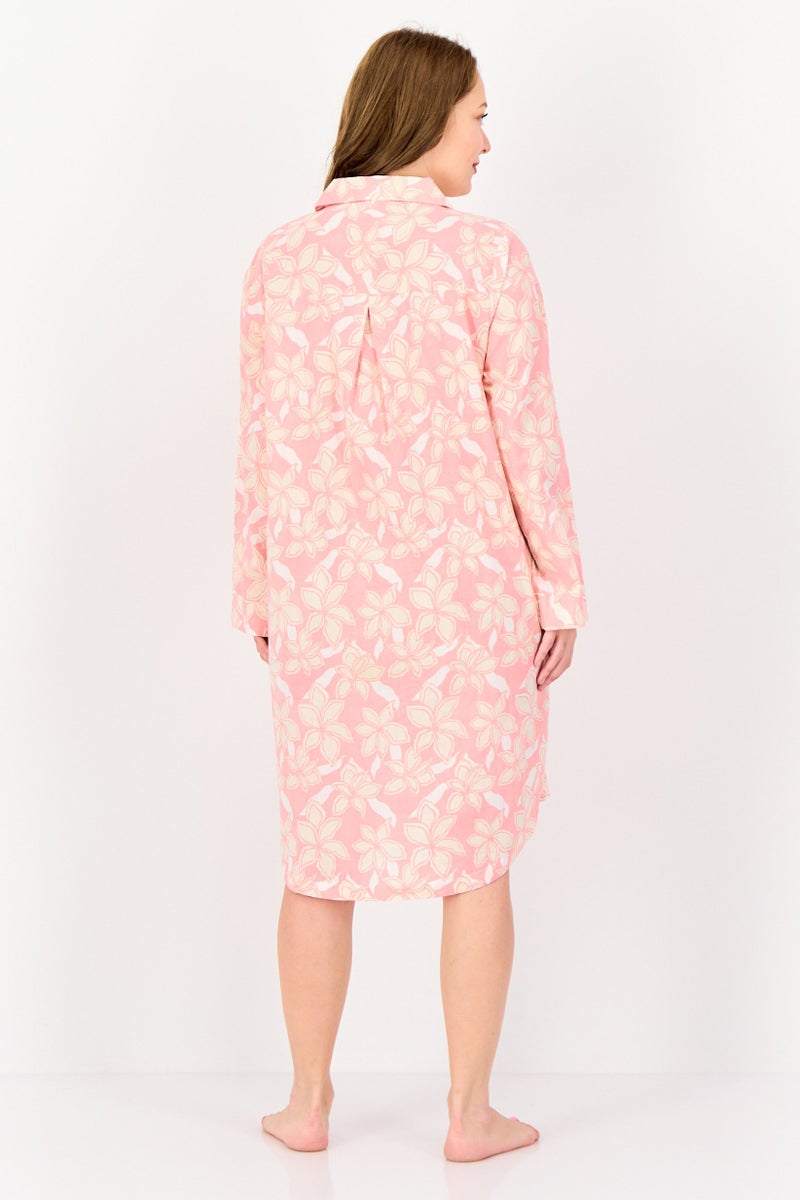 zivame Women Floral Print Long Sleeves Sleepwear Dress, Multicolor - Image 3