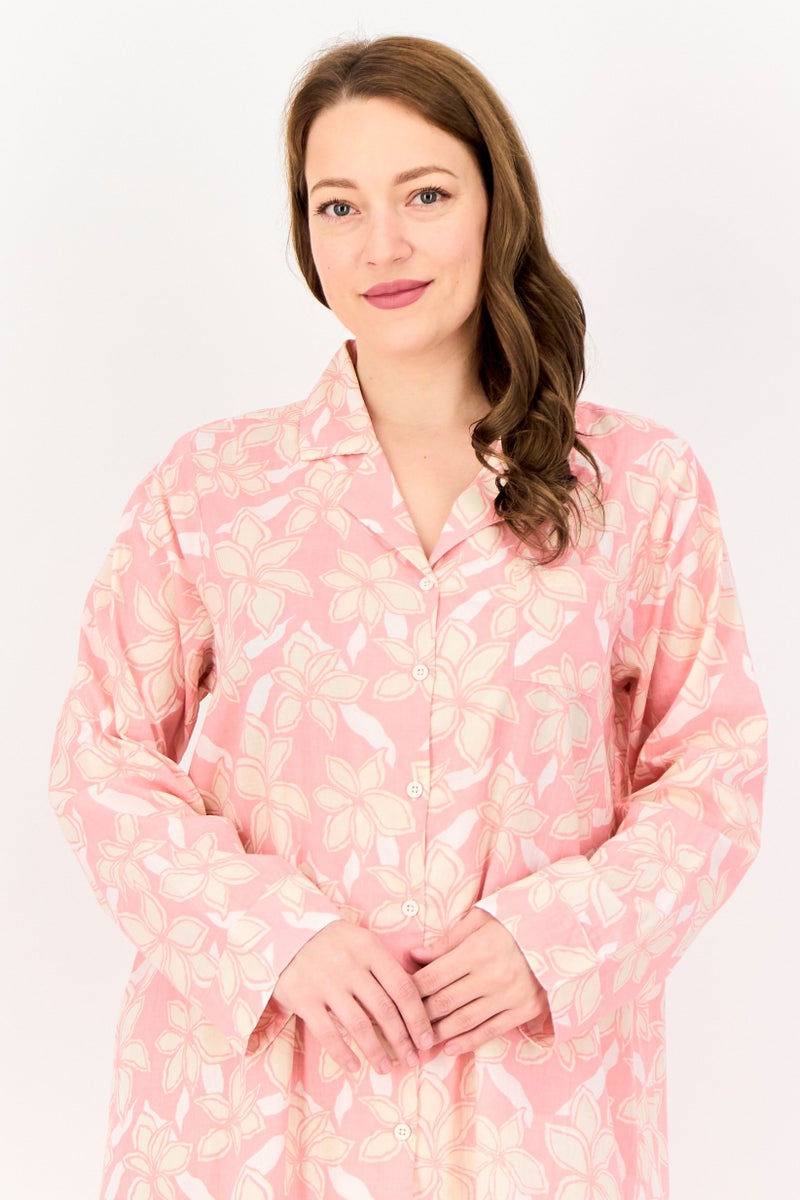 zivame Women Floral Print Long Sleeves Sleepwear Dress, Multicolor - Image 4