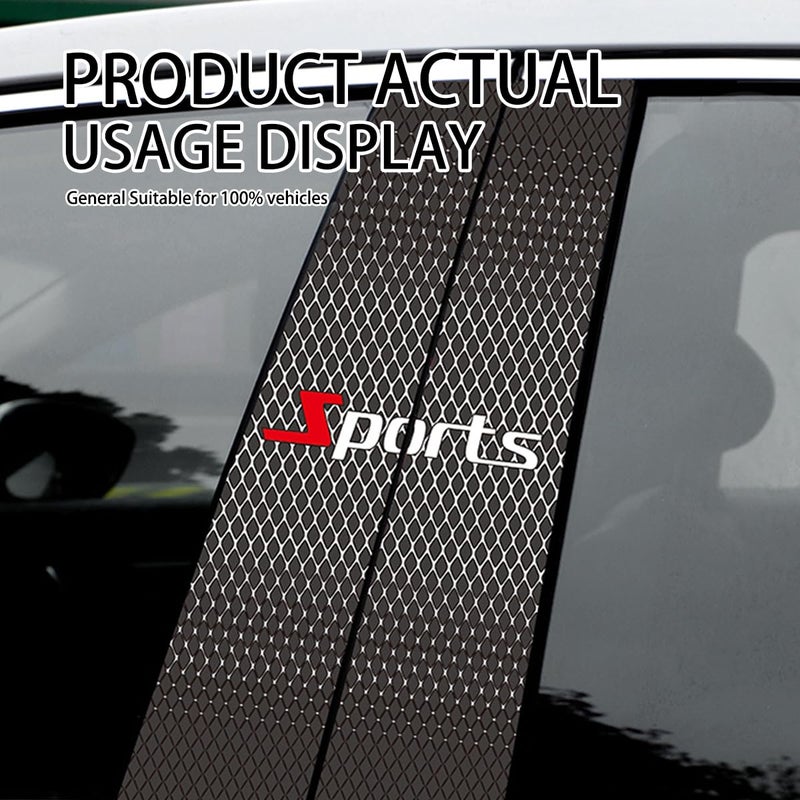 HZEL Carbon Fiber Car Window Pillar Stickers, 2PCS Waterproof Vehicle Door B Pillar Post Scratch Cover Trim Decals, Auto Exterior Protection Film Accessories, Universal Fit (Black/White) - Image 4