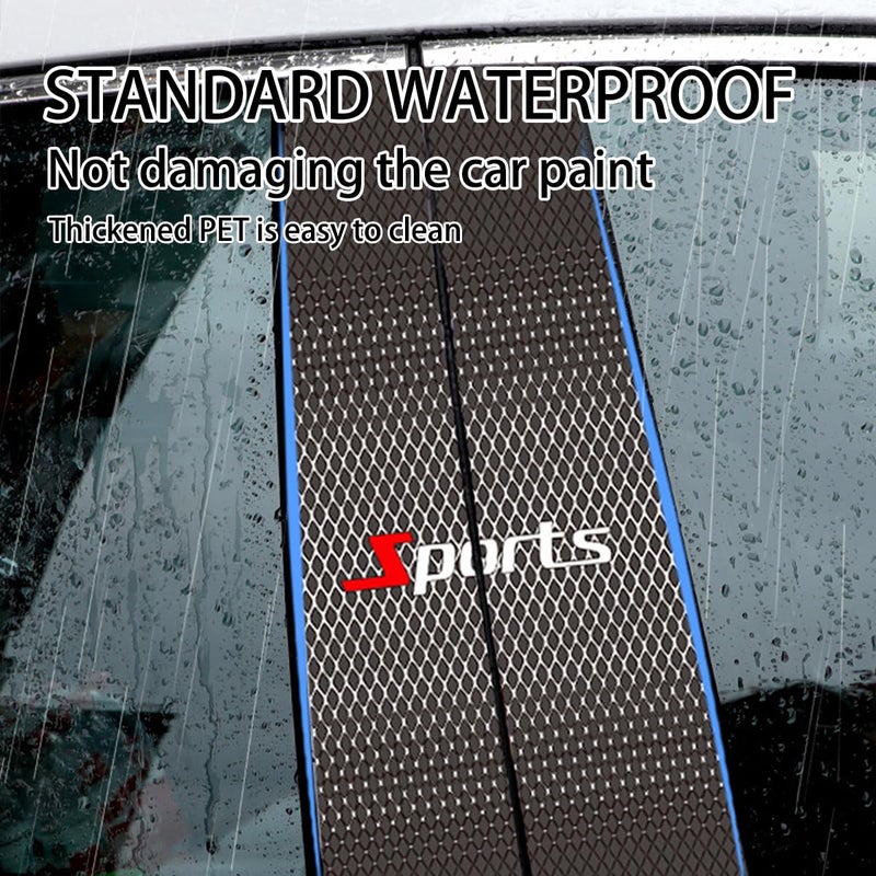 HZEL Carbon Fiber Car Window Pillar Stickers, 2PCS Waterproof Vehicle Door B Pillar Post Scratch Cover Trim Decals, Auto Exterior Protection Film Accessories, Universal Fit (Black/White) - Image 5