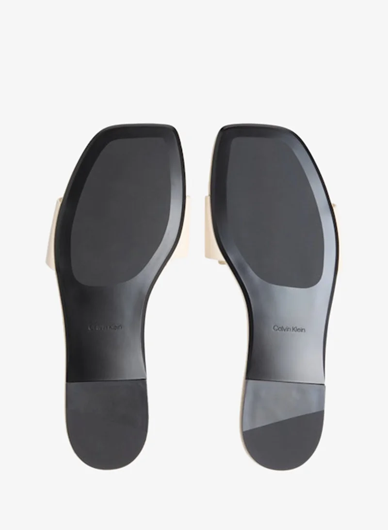 Calvin Klein Light Cashew Amira - Leather Square Toe Flat Sandals for Women | Best Price UAE