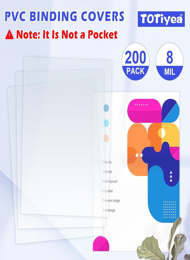 TOTiyea 200 Pack 8 Mil PVC Binding Presentation Covers, Clear Report Covers for Binding,8.5x11 Inches,Letter Size - Image 3
