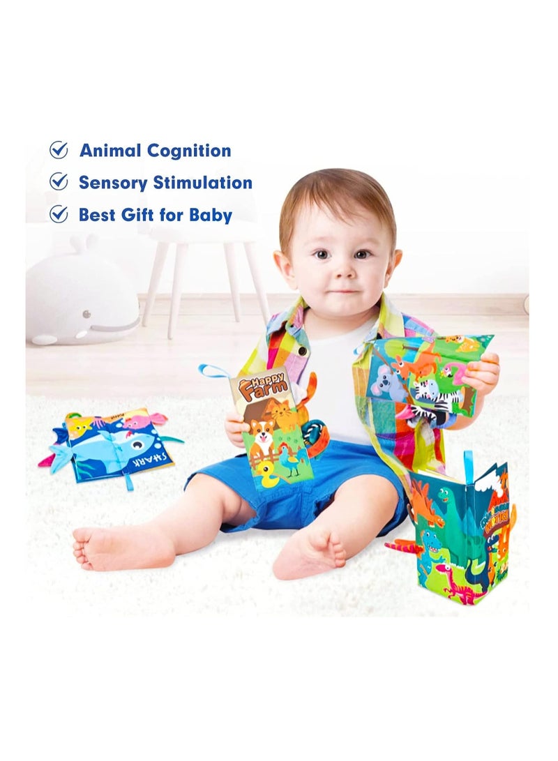 2 Pcs Baby Books Toys, Touch Feel Activity Soft Book, Newborn Baby Sensory Toys, Nontoxic Early Development Book Set, Stroller Hanging Toy, Travel Toy 0 3 6 12 Months 1 Year olds Boys Girls Gifts - Image 2