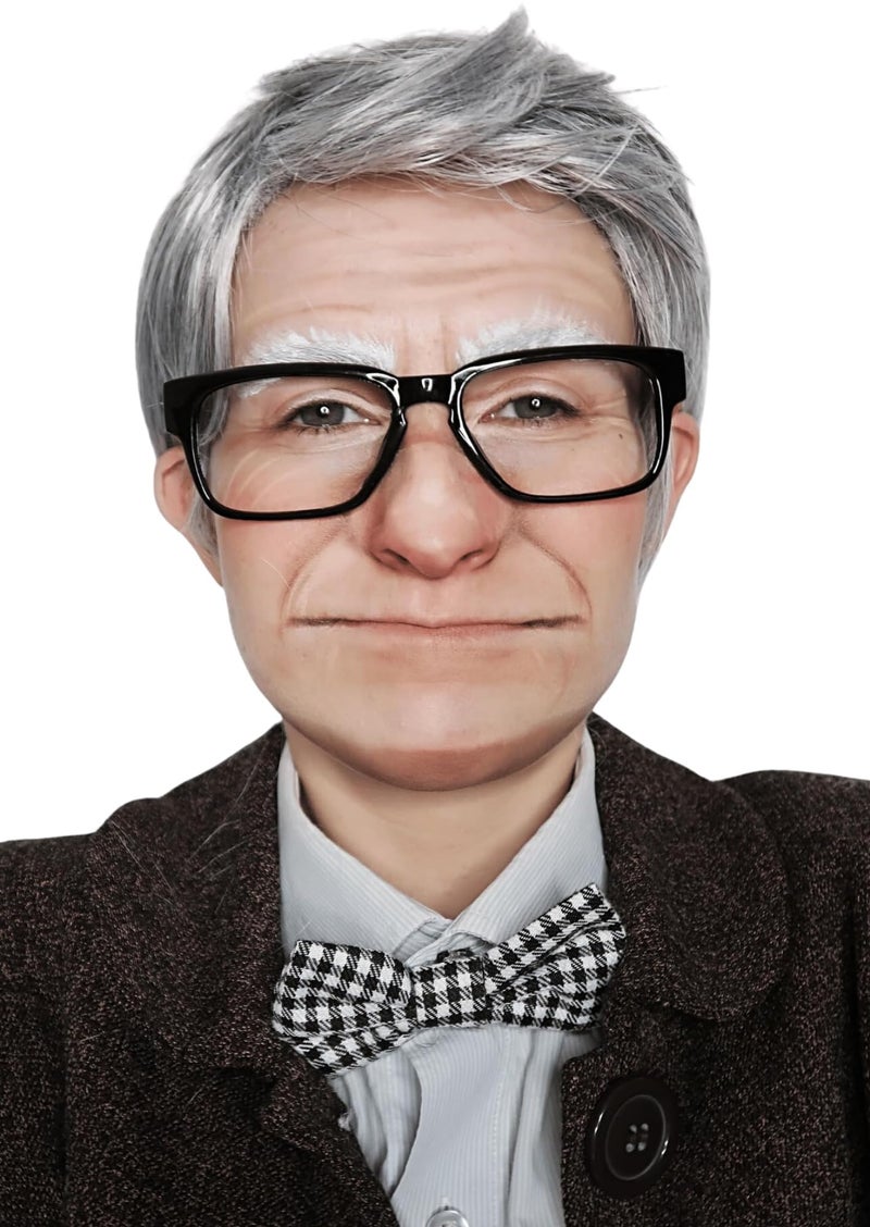 Old Man Costume Silver Gray Wig for Kids and Adults