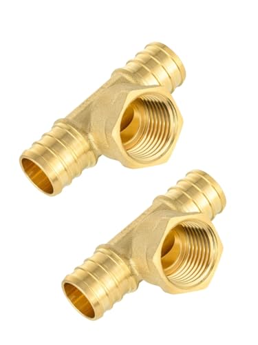 EFIELD Pack of 2 EFIELD 34 Pex X 34 Pex X 12 Female NPT Tee Adapter Pex Crimp Brass Plumbing Fittings ASTM F1807 NSFANSI 61PEX1807502 - Image 1