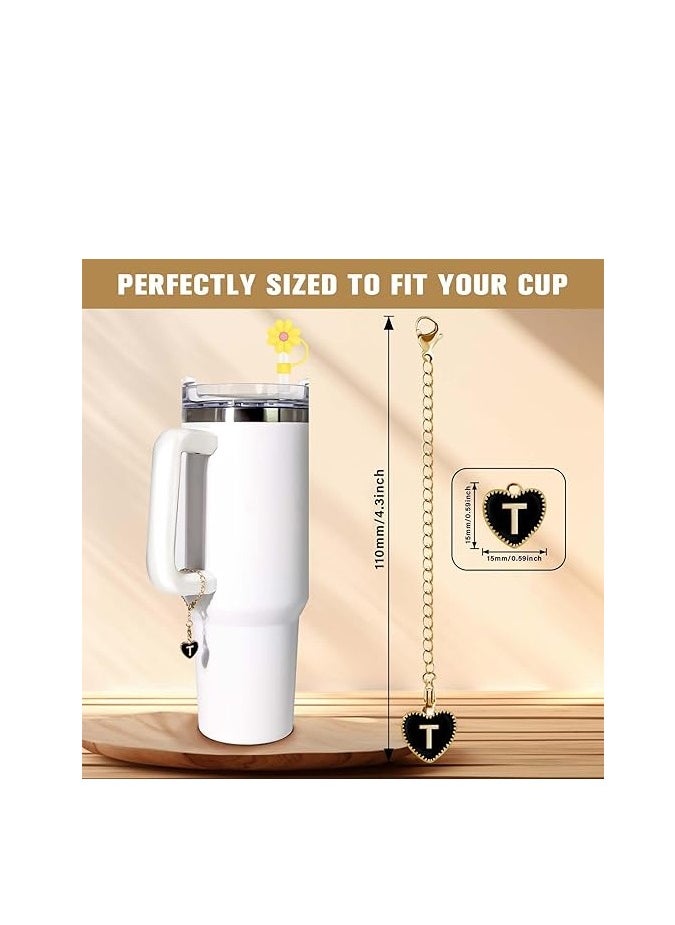 SYOSI - Cup Charm Chains Fit for Stanley Cup, Keychain Accessories, Backpack Decorations, 2Pcs Letter Handle Charm And 3Pcs Straw Cover, Lovely Decorations for Cup, Bag, Cute Accessory Pendant - Image 1
