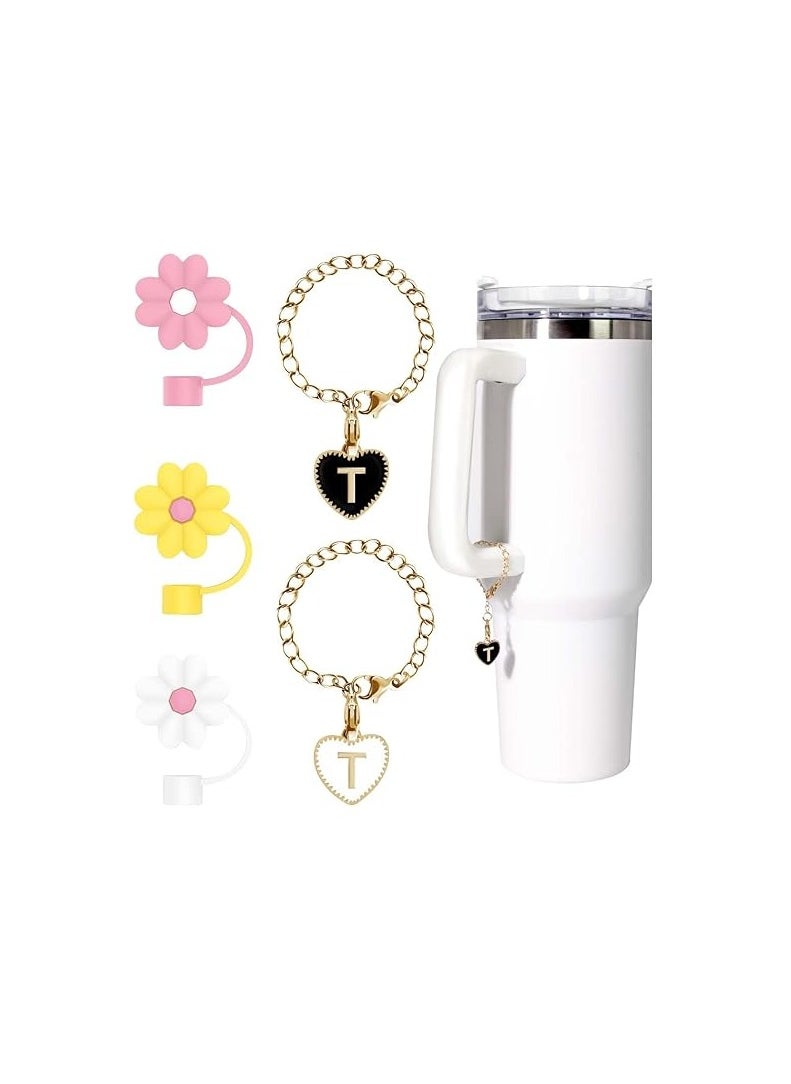 SYOSI - Cup Charm Chains Fit for Stanley Cup, Keychain Accessories, Backpack Decorations, 2Pcs Letter Handle Charm And 3Pcs Straw Cover, Lovely Decorations for Cup, Bag, Cute Accessory Pendant - Image 1