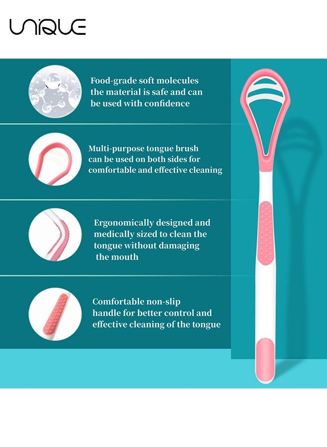 Unique Pack of 5 Tongue Cleaners - 2-in-1 Tongue Cleaner - 5 Colours - Toungescraper for Adults, Children, Tongue Brush for Fresh Breath, Tongue Cleaner for Fighting Bad Breath - Image 3