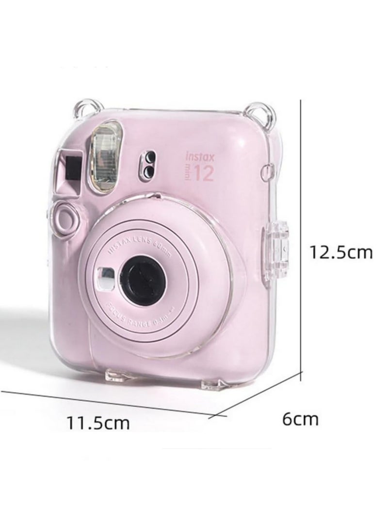 Generic 3 in 1 For Fujifilm Instax Mini 12 Photo Bag Transparent Protective Case Photo Storage Bag Shell Crystal Shell Strap Rope Sticker Sets for Instant Camera  - Image 3