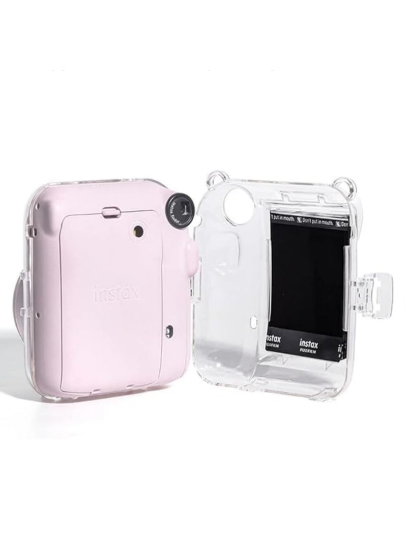 3 in 1 For Fujifilm Instax Mini 12 Photo Bag Transparent Protective Case Photo Storage Bag Shell Crystal Shell Strap Rope Sticker Sets for Instant Camera