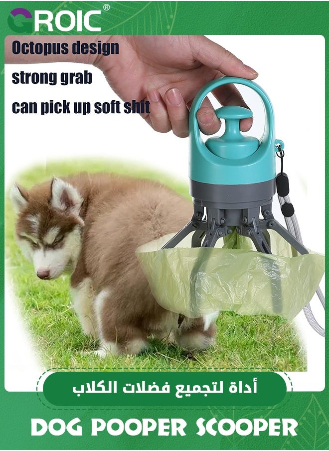 GROIC - No-Touch Dog Pooper Scooper with Built-in Poop Bag Dispenser Portable and Lightweight Claw Poop Scooper for Dogs Poop Picker Upper Tool for Small, Medium and Large Dogs - Image 1