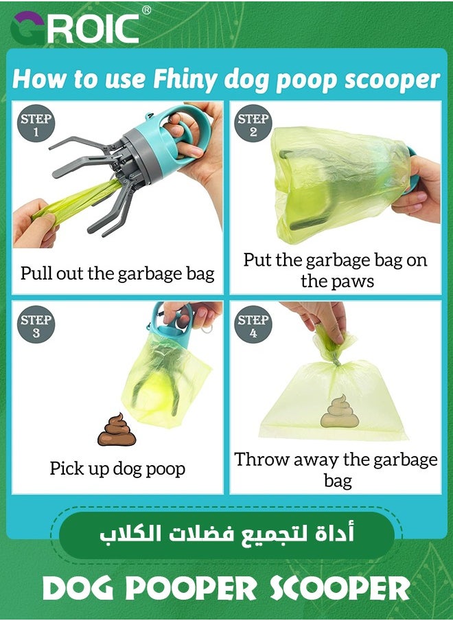 GROIC - No-Touch Dog Pooper Scooper with Built-in Poop Bag Dispenser Portable and Lightweight Claw Poop Scooper for Dogs Poop Picker Upper Tool for Small, Medium and Large Dogs - Image 1
