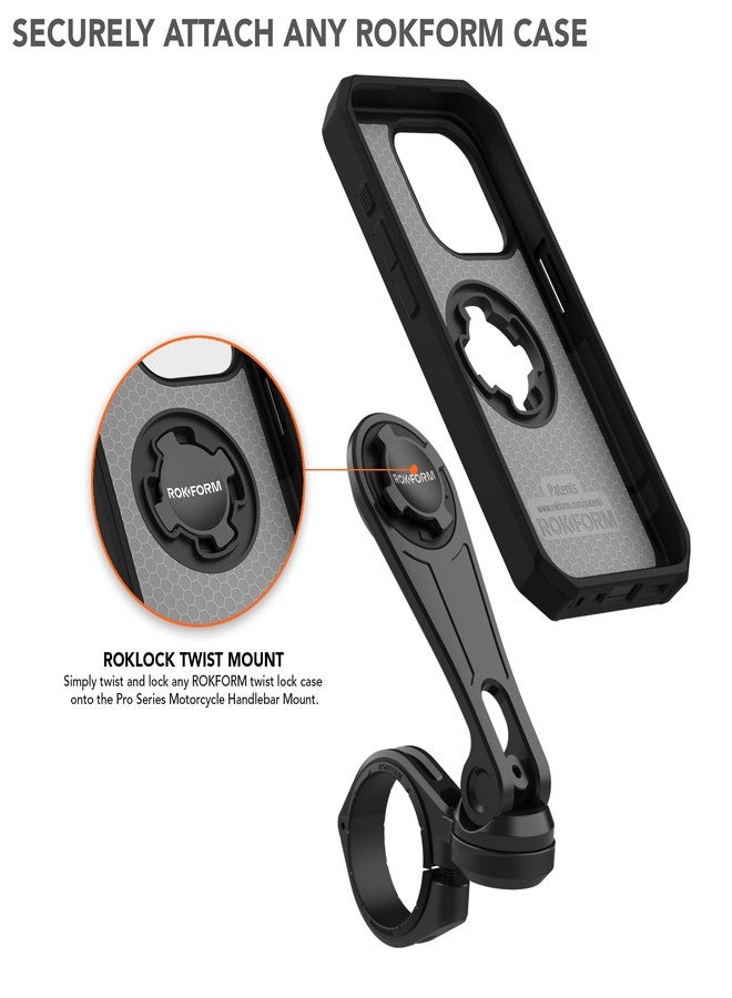 Rokform Motorcycle Handlebar Phone Mount, Version 2, Now mounts to Any Handlebar from 7/8" - 1.5" (22.mm - 38.1mm), Secure Phone via Twist Lock and Built-in Magnet Mount (Black) - Image 4