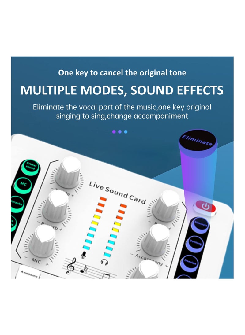 Arabest - Live Sound Card, Mini Audio Mixer Board for PC Computer Phone, Voice Changer Sound Card Fit for PS4, Xbox, Switch, DJ Mixer, Podcast for Music Recording Karaoke Singing Broadcast, Recording Card - Image 1
