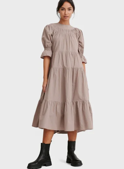 NA-KD Puff Sleeves Pleated Dress