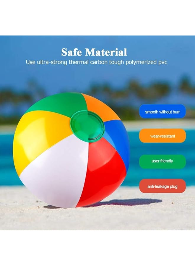 X spring Beach Balls For Kids 10 Pcs 12" Inflatable Beach Ball Swimming Pool Toys Beach Toys For Summer Water Games Classic Color Beach Ball For Theme Party Decorations Favors Supplies - Image 2