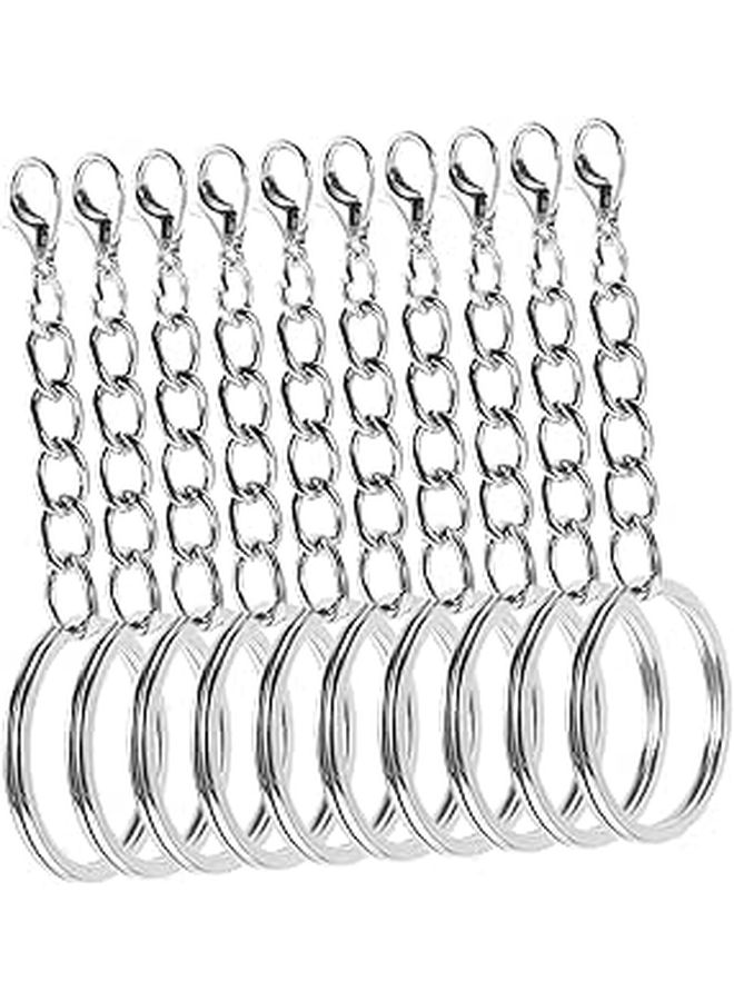 Metal Keychain Clips Key Ring Carabiner Set 100 Pieces Silver Organizer - Image 1