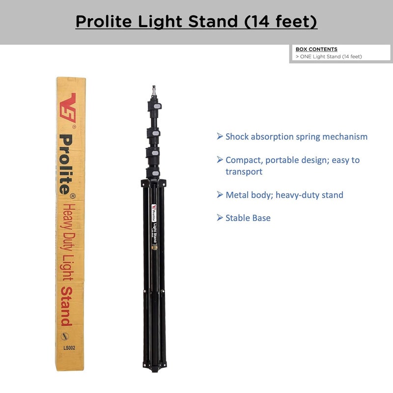 Pro-Lite Extra-Heavy-Duty 14 feet Light Stand - Portable & Foldable Stands for Ring Light, Flash, Reflector, Diffuser, Professional Photo & Video Studio Shooting - Image 4
