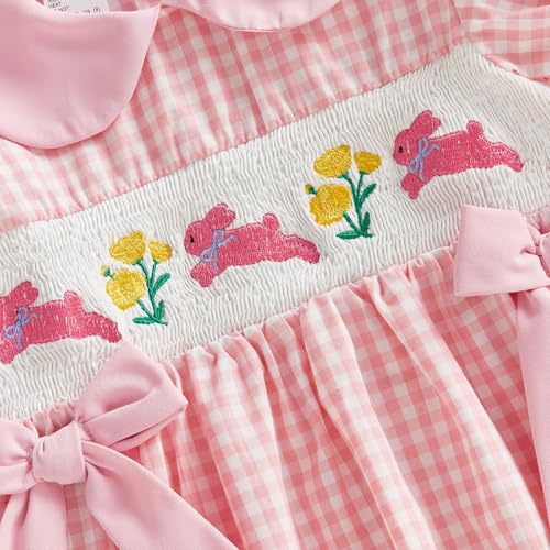 Lucikamy Toddler Baby Girl Easter Outfit Fly/Short Sleeve Bunny Embroidery A-Line Dresses Kids Summer Clothes (95% Cotton+5% Spandex-Pink, 4-5 Years) - Image 4